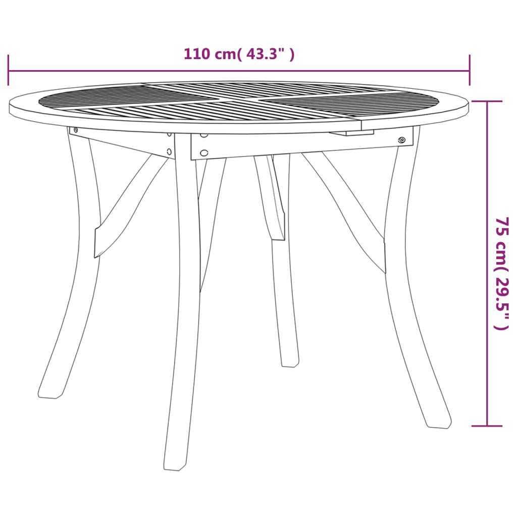 Garden Table Ø 110 cm Solid Acacia Wood