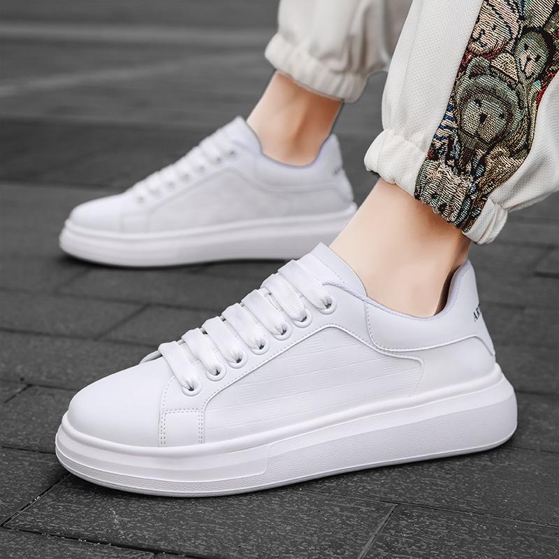 New Breathable Casual White Sneakers, Men's Thick-soled and Height-increasing Sports Shoes, Korean-style Trendy Sneakers