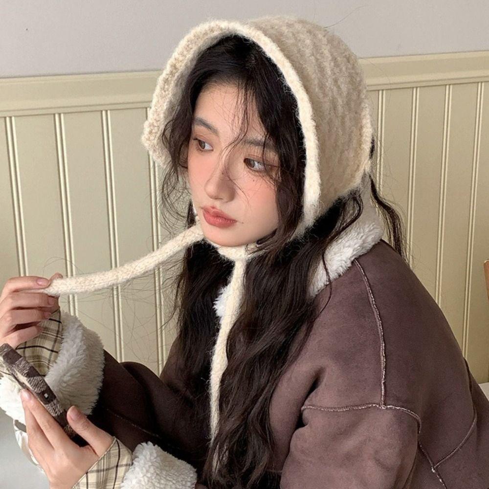Thickening Knitted Earmuffs Solid Color Earlap Warmer Personality Wool Strappy Ear Muff  Girls