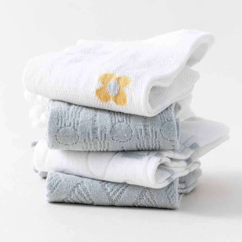 5/10 Pairs Comfortable Casual Spring Summer Socks for Women Mesh Lace Up Glass Silk Boat Socks Low Top Open Toe Breathable Short Socks