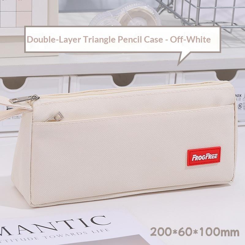Durable Canvas Pencil Case With Large Storage Pocket Smooth Metal Zipper For School Student Stationery Storage