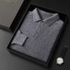 Autumn/Winter Pure Cashmere Sweater For Men, Polo Collar, Thickened Warm, Long Sleeve Pullover, Lapel Wool Knit Base Layer
