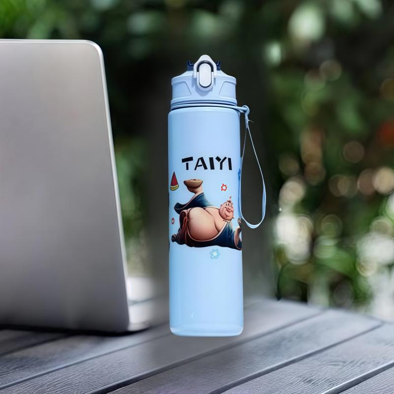 750ml Cute cartoon character water cup Plastic Straw Water Cup Sports Water Bottle High Value Outdoor Large Capacity Camping
