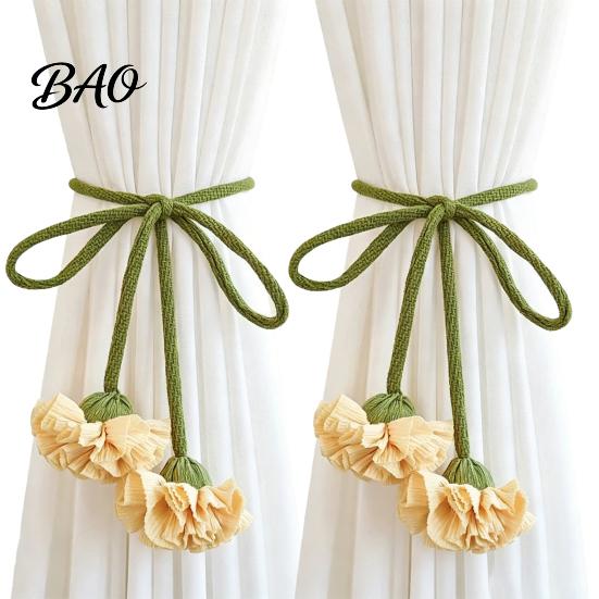 Fashionable Curtain Straps Flower Tiebacks, Handmade Boho Holder Tie Elegant Accessories Backs, Decorative Rope Ties for Bedroom, Window, Drapery