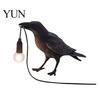 Retro Decorative Bird Light Crow Table Lamp, Gothic Raven Night Light, Halloween Black Creative USB Powered Ornament Dark Academia Lamp for