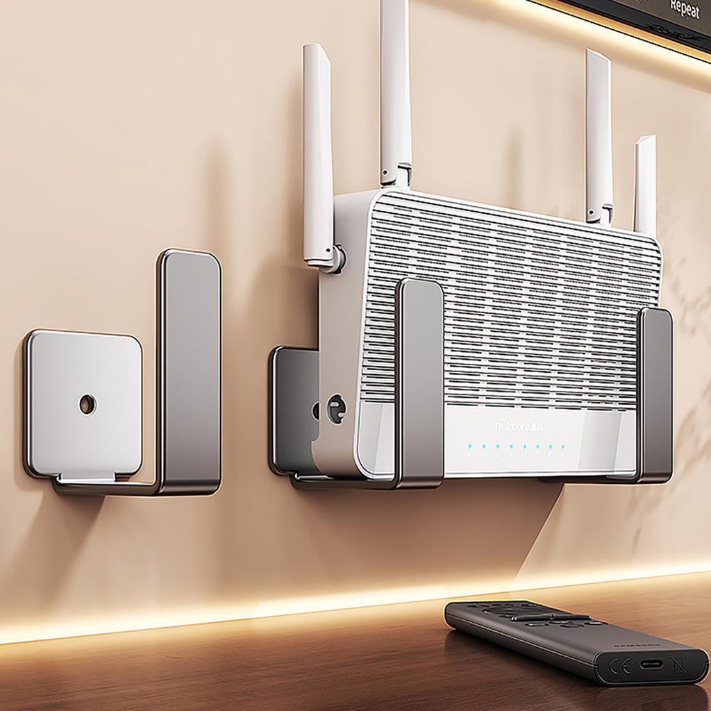 2Pcs Living Room Router Storage Rack Wall Mounted WiFi Devices Fixture Support Set-Top Box Extension Socket Placement Bracket