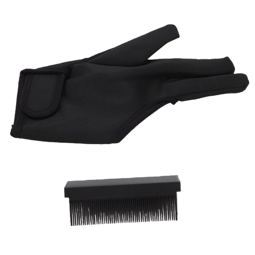 3 Finger Barber Glove Heat Resistance Gloves with Flat Iron Comb Attachment for Hair Styling Black