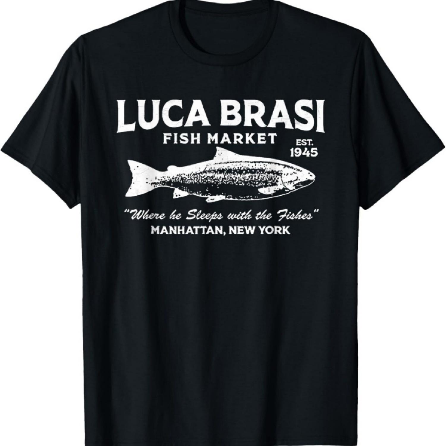 Винтажная футболка с изображением рыбного рынка Луки Брази, ретро, для рыбалки S