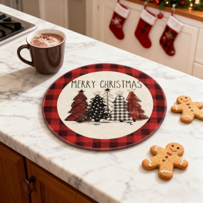 Xmas Party Linen Placemats - Dirt Resistant Table Mats for Winter Kitchen Dining Home Decoration