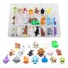 HUAJUN 3D-gedrucktes Mini-Spielzeug, 24 Stück, Transparenter Kunststoff-Aufbewahrungskoffer, Kleine Mini 3D-gedruckte Tierfiguren, Tragbar, Einfache Aufbewahrung, Niedlich, Klein