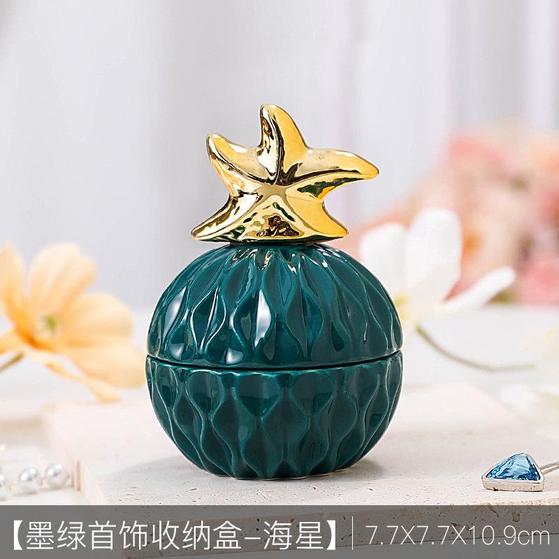 Creative Dark Green Mini Ceramic Storage Jar Cartoon Gold Animal Candy Jar Home Jewelry Storage Box Wedding Holiday Decoration