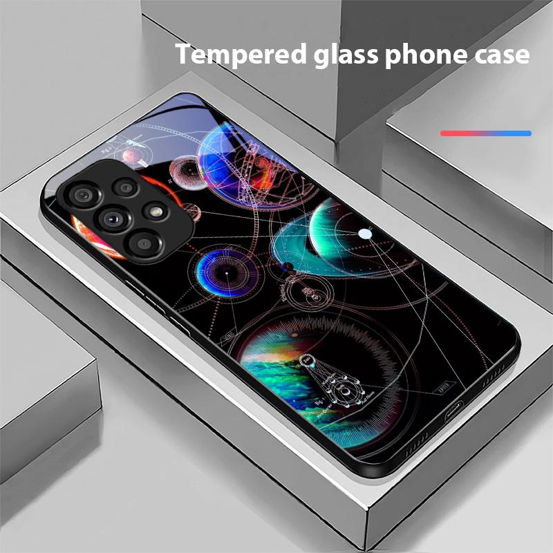 Space Planet For Samsung Galaxy S10 20 Plus 21 FE 22 23 24 FE 25 Ultra Black Tempered Glass Phone Case Hard Shell