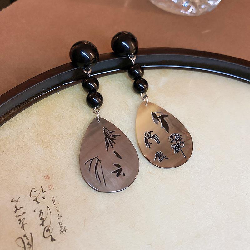 New Chinese Style Oil Drop Butterfly Flower Gourd Pearl Fringed Earrings Retro Ear Hook Light Luxury National Style Earrings Women