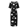 Oversized Women Half Sleeve Polka Dots Print Slim Waist Casual Loose Maxi Long Dress