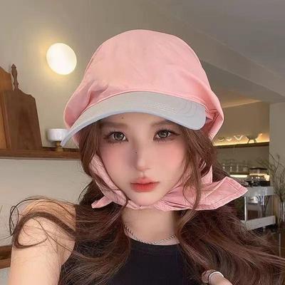 Women Contrast Brim Headscarf Sun Hat With Uv Protection Lightweight Breathable Fabric For Beach Hiking Outdoor Daily Wear