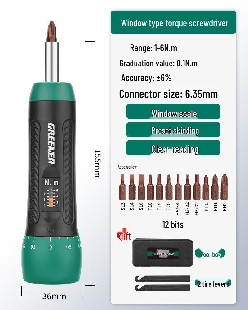 Green Forest Digital Display Adjustable High-Precision Torque Screwdriver with Preset Batch Head