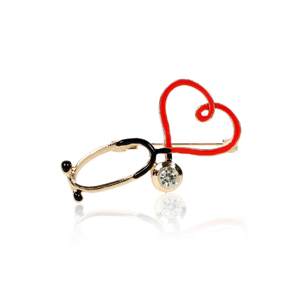 Red Stethoscope Doctor Brooch
