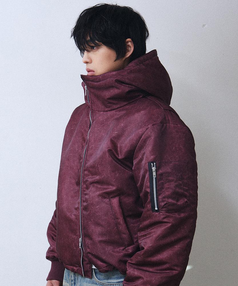 Lekim L1 Hooded Puffer Jacket (Burgundy)