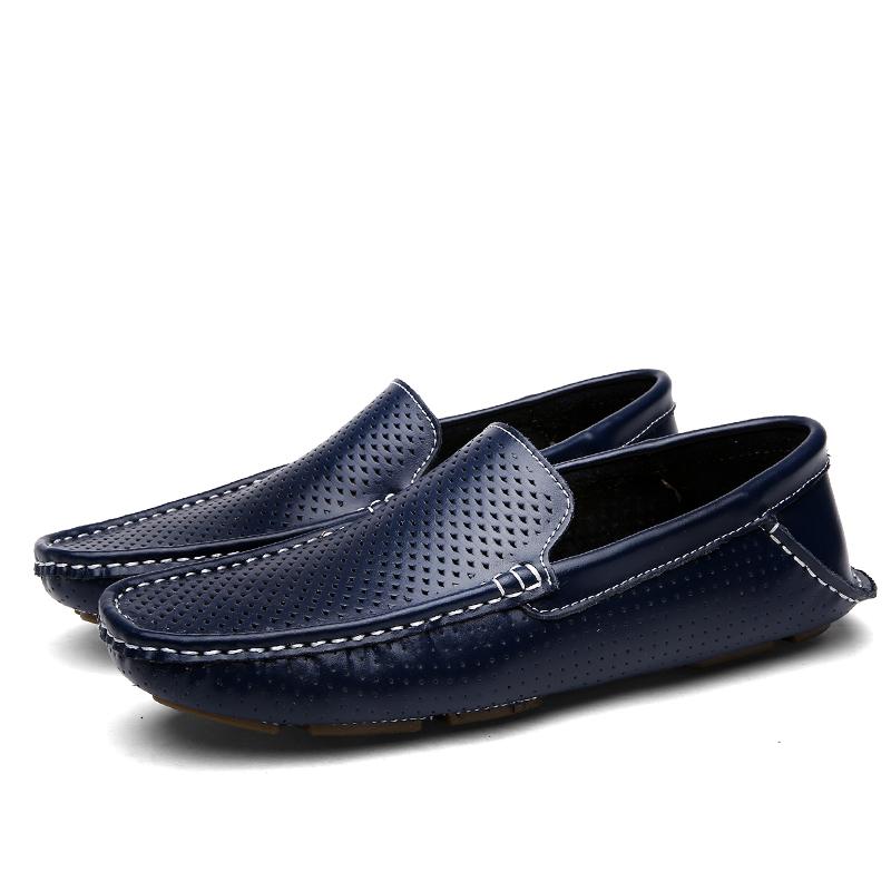 Summer Genuine Leather Loafers Men Breathable Moccasins Boat Shoes for Man Classic Driving Men's Shoes Luxury Hollow Male Flats