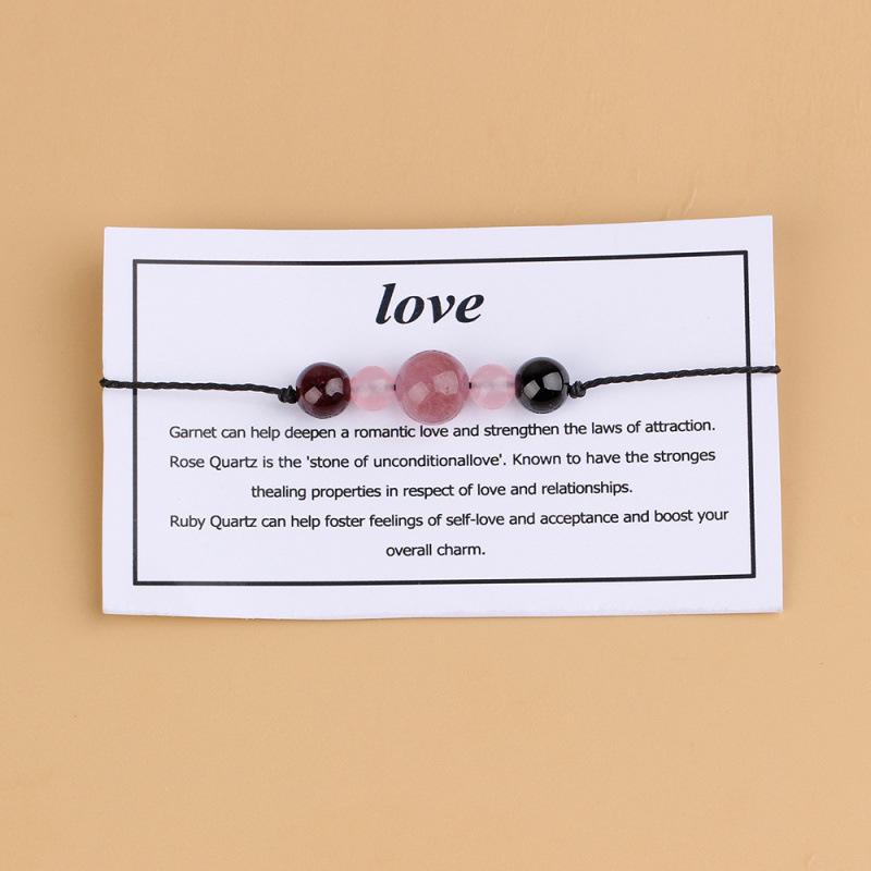 10mm Strawberry Rose Quartz Adjustable Wax Cord Bracelet