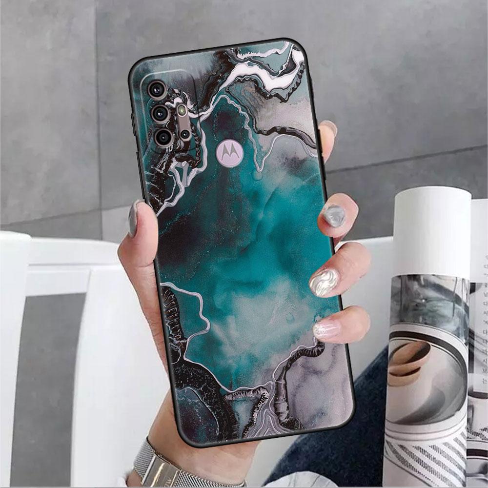 Hülle für Motorola G30 G60 Edge 20 G9 G22 G8 Power G31 G500 G50 30 Pro Schwarz Soft Phone Capas Granit Marmor