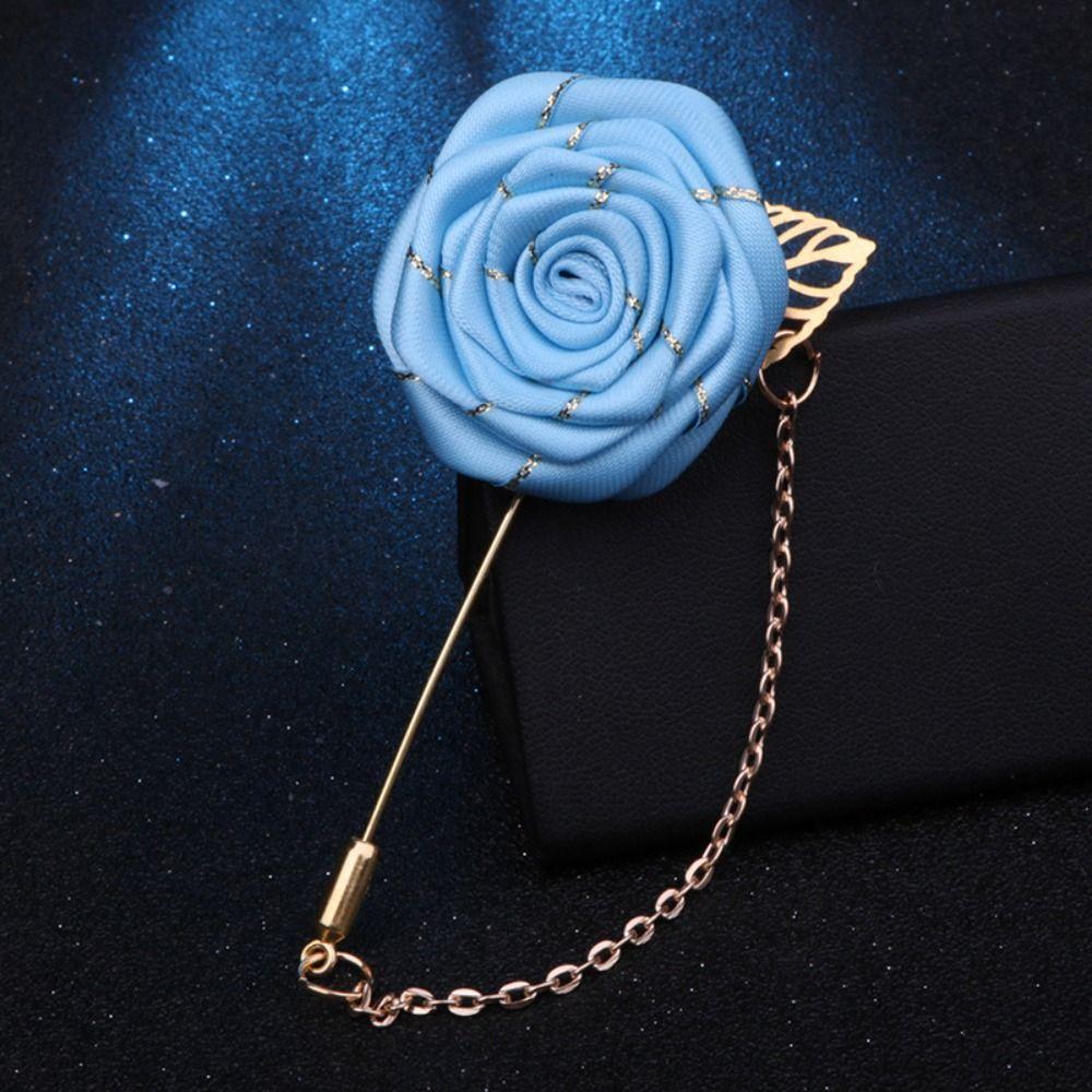 Manschettknappstillbehör Ros Krage Nål Blad Lapeldekoration Herr Corsage Tyg Blommig Märke