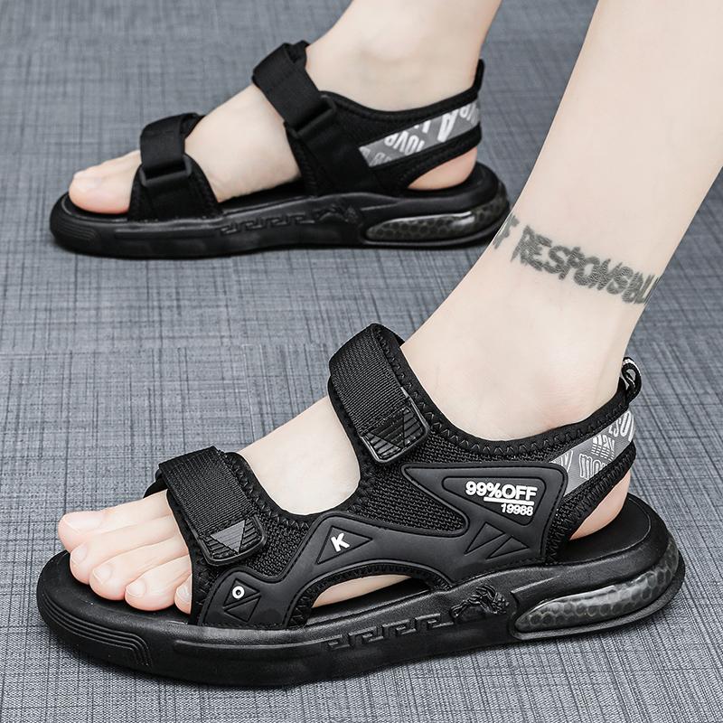 Fashion Summer Outdoor Men's Sandals Casual Anti-Slip Thick Bottom Soft Hiking Beach Flat Shoes EVA Outsole for Men Sport Black
