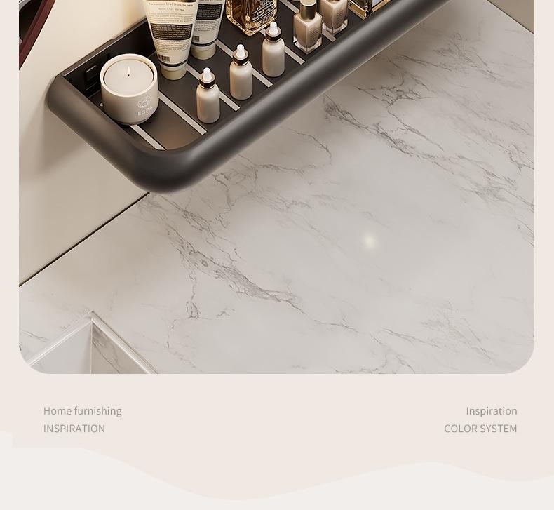 Punch-Free Gunmetal Bathroom Shelf: Wall-Mounted Storage for Vanity & Toilet