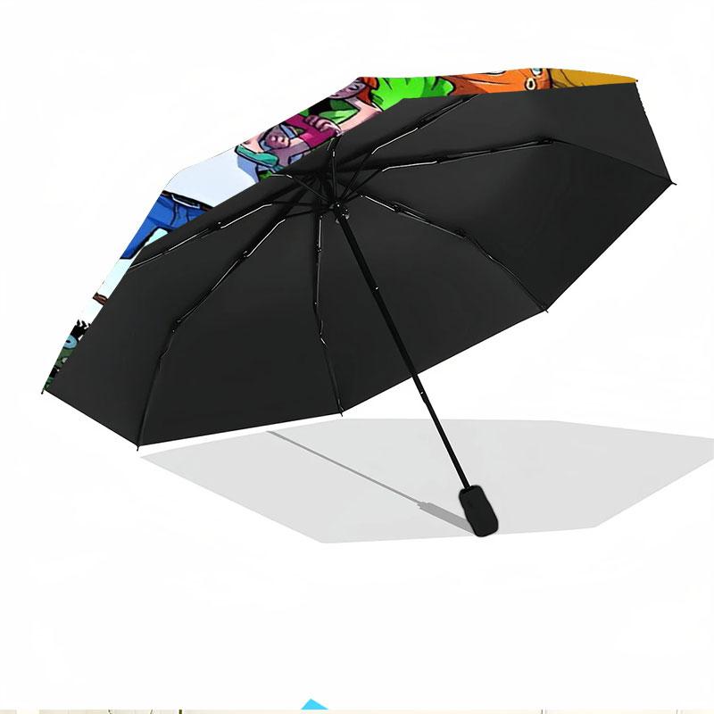 Plants Vs. Zombies Print Automatic Open Close Umbrella, Portable Foldable Umbrella, for Outdoor Commute Camping Trip, Ideal Birthday Gift