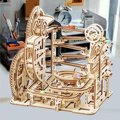 Drewniane Puzzle 3D Modele do Składania Tory Kulowe Puzzle Mechaniczne Zabawka do Samodzielnego Montażu Zabawki Edukacyjne STEAM dla Dzieci Prezent dla Dorosłych