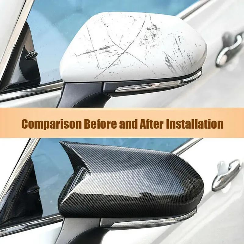 2pcs Ox Horn Side Wing Rearview Mirror Cover Trim Decor Caps Fit For Toyota Camry Avalon 2018- Car External Accessories