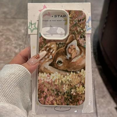 Nueva Funda de Teléfono de TPU de Diseño Para iPhone 17 16 15 Pro Max 14 13 12 11 XS X XR 16E 16 Plus Air Con Patrones de Ciervo de Pintura al Óleo Cubierta