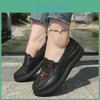 Leather Embroidered Retro Shoes Soft Sole Antislip Shoes For The Elderly Adjustable Foot Design Lazy Shoes A Comfortable Gift For Elders