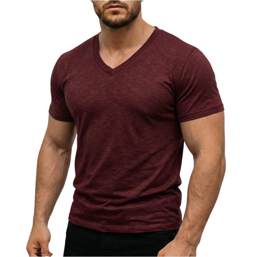 Men’s Lightweight V Neck Short Sleeve T Shirt Soft Breathable Stretch Casual Athletic Top for Everyday Wear