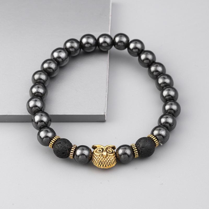 Personalized Owl Beaded Bracelet with Magnetic Iron Core Stone Beads