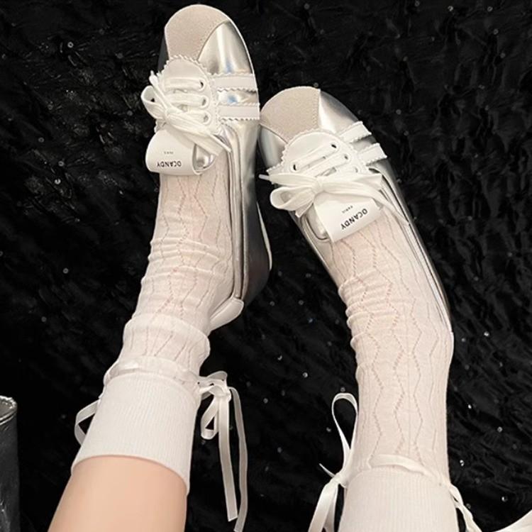 French Gentle Ballet Sneakers Women's Flat Bottom 2025 Summer New Series Breathable Little White Shoes One Pedal Board Shoes