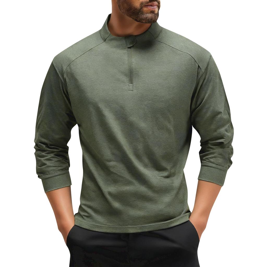 Men's Solid Color Outdoor Half Zip Sports Fitness Running Training Cycling Top