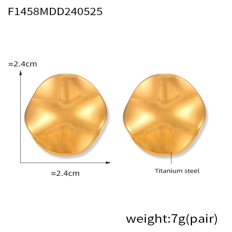 Korean Elegant Light-Sensitive Titanium Steel Round Earrings - 18K Gold Plated