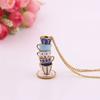 Fashion Accessories Enamel Glaze Teacup Earrings Long Necklace Sweater Chain Jewelry Women's Pendant