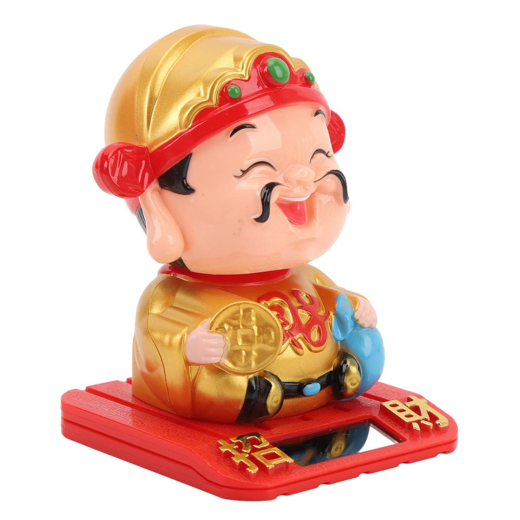 Cai Shen Statue Light Sensing Automatic Nodding Cai Shen Figurine for Office Car Dashboard Hotel