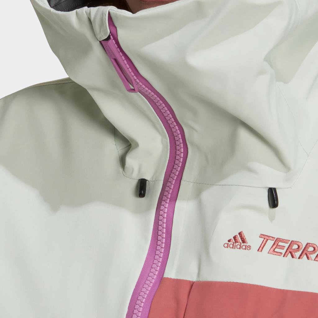 Adidas Terrex Mys 3L Gtx Jacket With Patchwork Design And Brand Logo Print Outdoor Sports Hooded Jacket Women Jacket Off-White HC7735