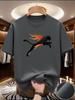 Summer Unisexs Casual Loose Fire Anime Printed Round Neck Short Sleeve Tshirt Top High Street Neutral Style