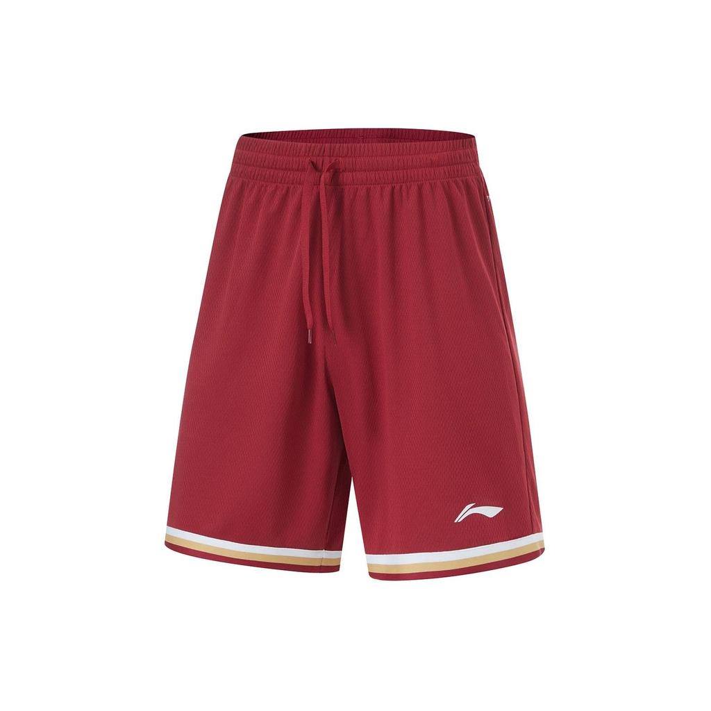 LiNing Professional Basketball Series Logo Print Breathable Basketball Suit Men Basketball Suit Red AATU017-13