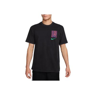 Max90 Gola Redonda Confortável Casual Estampada Solta Manga Curta Camiseta Tops Masculinos Preto HJ3326010