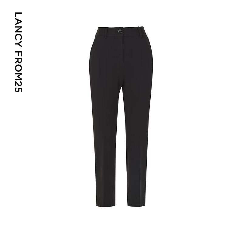 LANCY Straight-Leg Cropped High-Waist Suit Pants