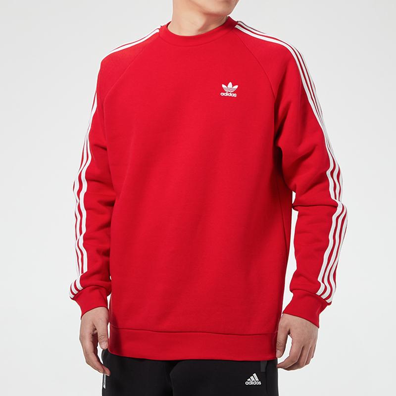 Adidas Originals Trefoil 3-Stripes Crew Neck Sweatshirt Men Tops Red GN3484