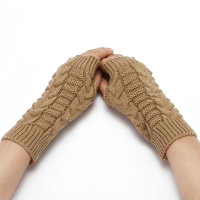Unisex Wool Crochet Fingerless Gloves - Knitted Half-Finger Design for Winter Warmth