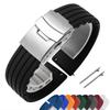 Silikoninis Guminis Laikrodžio Dirželis Su Užsegimu 18mm 20mm 22mm 24mm Omega Laikrodžiui Pakeičiama Juosta Seiko Sportiniams Dirželiams