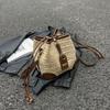 New Retro Contrasting Color Versatile Small Bag for Women's Beach Vacation and Leisure, Woven Straw Bucket Bag, Crossbody Bag