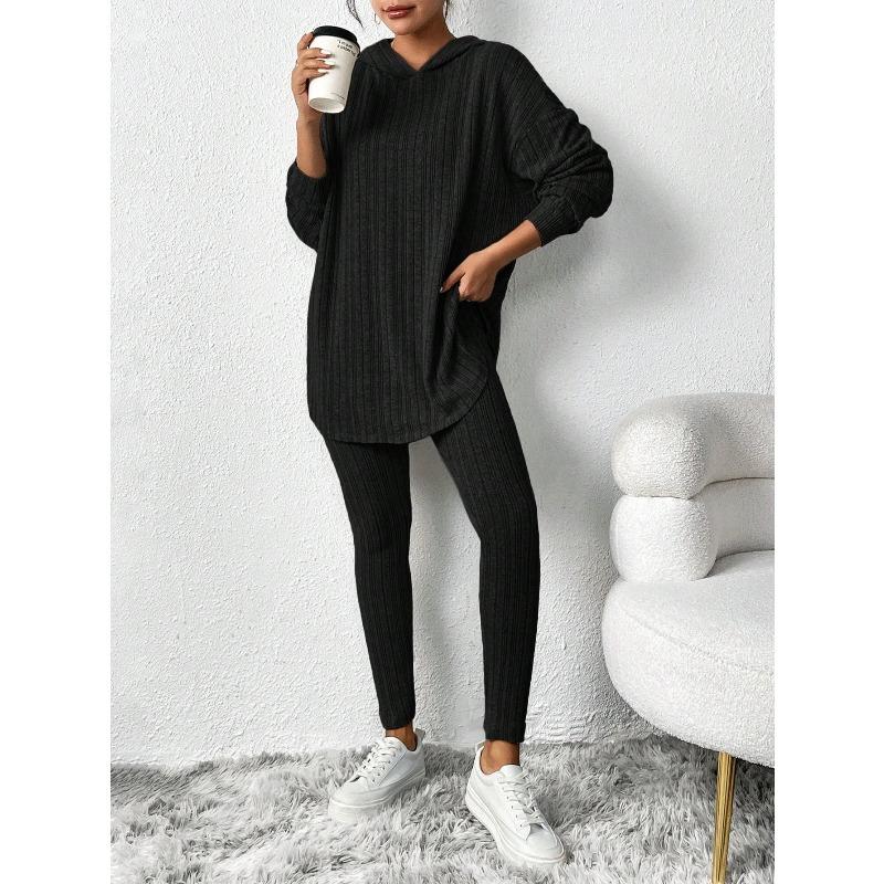 Fashion Casual Knitted Suits Long Pants Suits Women's T Shirts Sports Suits Fashion Elegant Casual Solid Two Piece Set Outfits